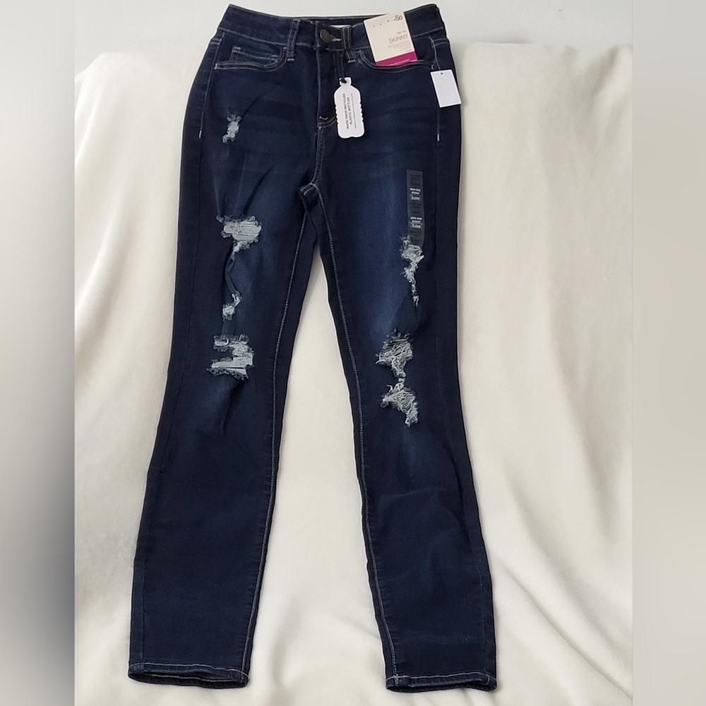 SO Junior Dark Blue Distressed Skinny Jeans